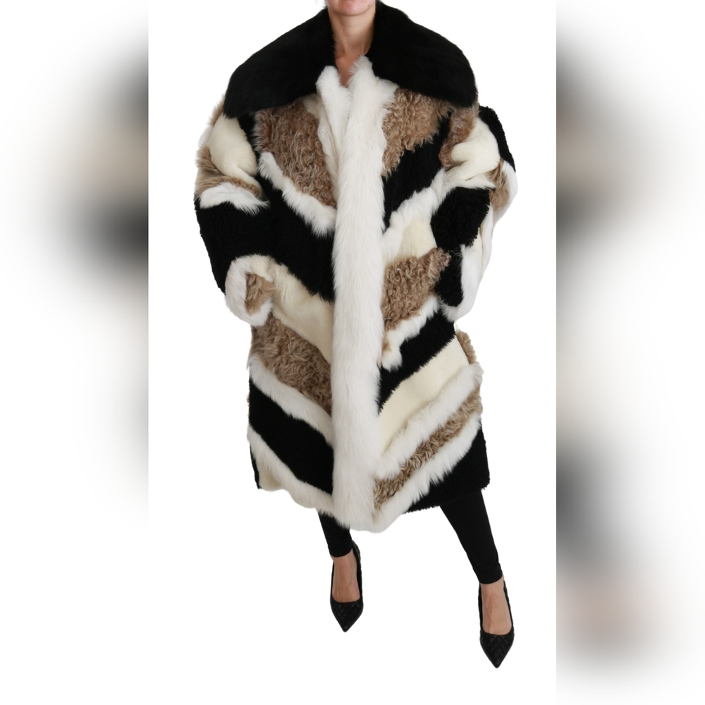DOLCE & GABBANA Sheep Fur Shearling Cape Jacket Coat